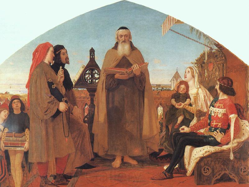 Brown, Ford Madox Wycliffe Reading his Translation of the New Testament to his Protector- John of Gaunt Spain oil painting art